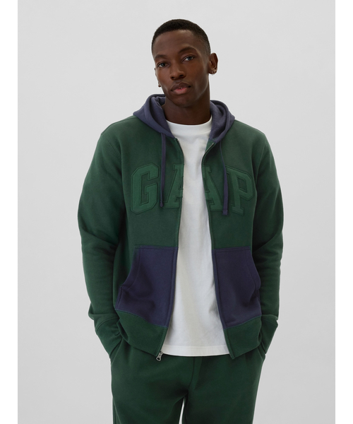 GAP（ギャップ） ジップアップパーカー M グリーン メンズ : ZOZOTOWN