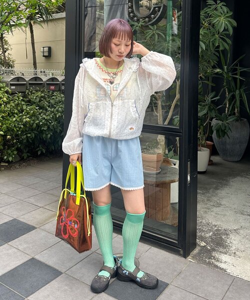 ブラウス シャツ 「HELLO.SANFRANCISCO/ハローサンフランシスコ」ドット柄フリルシアーパーカー レディースの画像