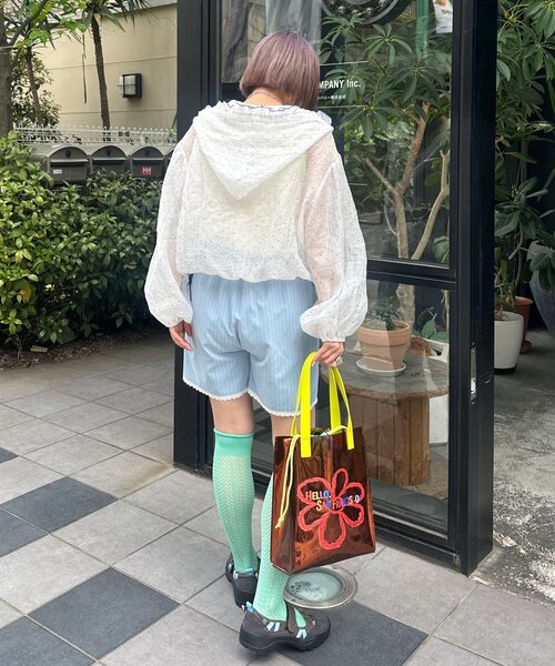 ブラウス シャツ 「HELLO.SANFRANCISCO/ハローサンフランシスコ」ドット柄フリルシアーパーカー レディースの画像