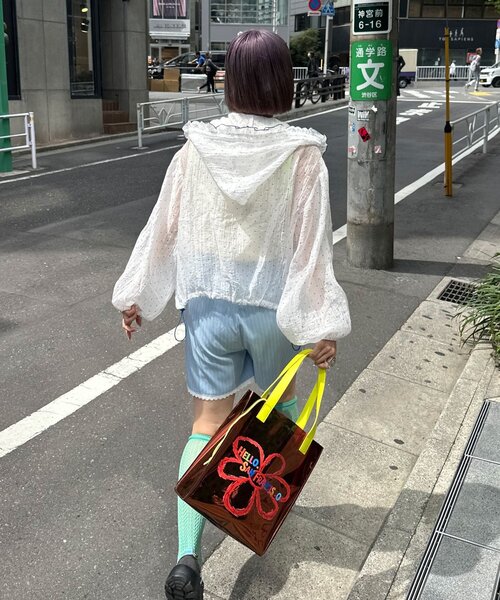 ブラウス シャツ 「HELLO.SANFRANCISCO/ハローサンフランシスコ」ドット柄フリルシアーパーカー レディースの画像