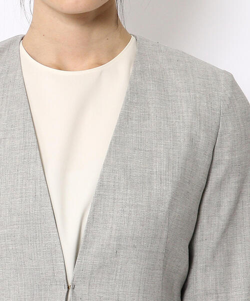 【美品】Ballsey スムースレザー ノーカラージップアップジャケット 36 Ballsey（ボールジィ） ノーカラージャケット 36 グレー レディース