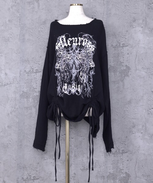 Amilige（アミリージュ） tシャツ ダブルクロスプリントダメージガーゼ