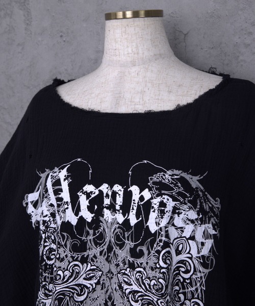 Amilige（アミリージュ） tシャツ ダブルクロスプリントダメージガーゼ