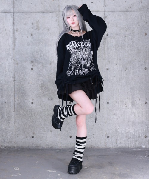 Amilige（アミリージュ） tシャツ ダブルクロスプリントダメージガーゼ
