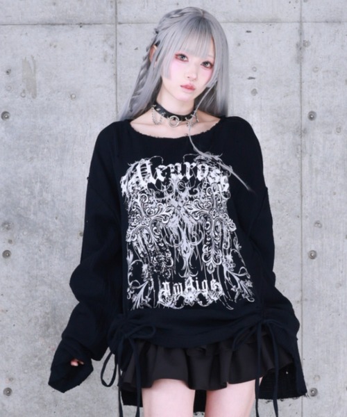 Amilige（アミリージュ） tシャツ ダブルクロスプリントダメージガーゼ