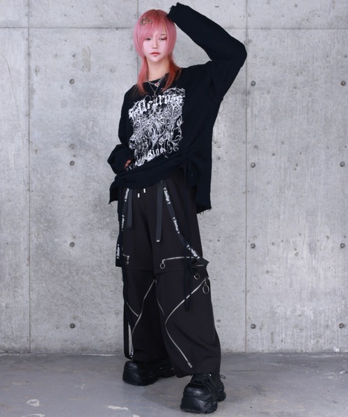 Amilige（アミリージュ） tシャツ ダブルクロスプリントダメージガーゼ