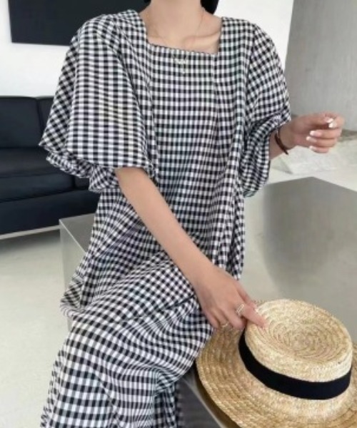 「N.s」 半袖ワンピース FREE グリーン レディース_画像7