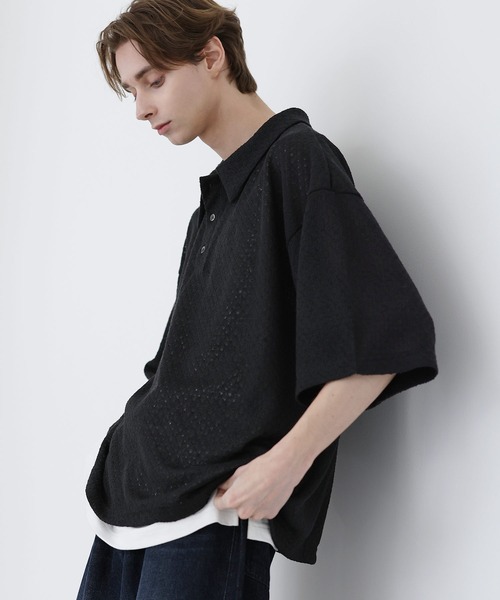 「SOCCE」 半袖ポロシャツ S ブルーグレー メンズ_画像3