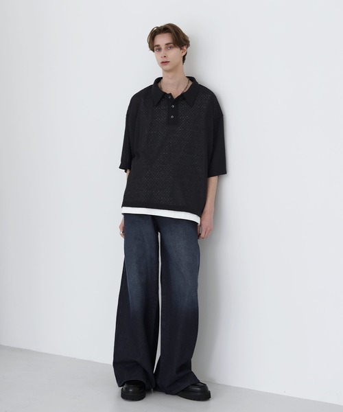 「SOCCE」 半袖ポロシャツ S ブルーグレー メンズ_画像8