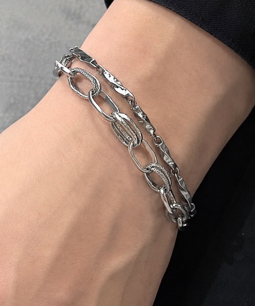 シルバー ブレスレット チェーン Blanc de Blue ブレスレット ダブルチェーンレイヤードシルバー