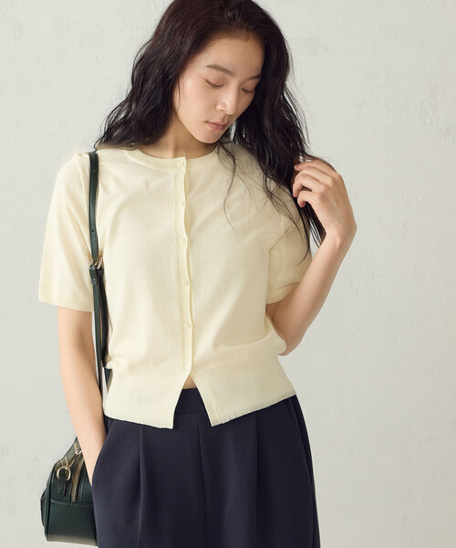 「COMME CA ISM」 ニットカーディガン LARGE アイボリー レディース_画像5