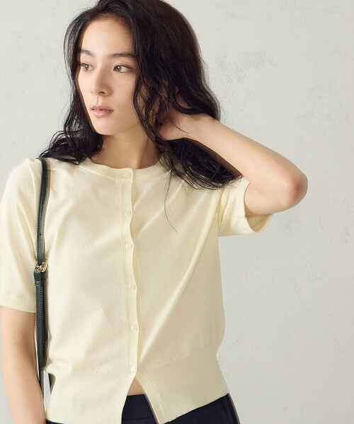 「COMME CA ISM」 ニットカーディガン LARGE アイボリー レディース_画像6