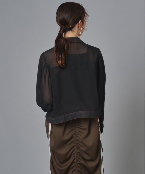 terrace tシャツ シアーコンビデニムショートジャケット レディース 