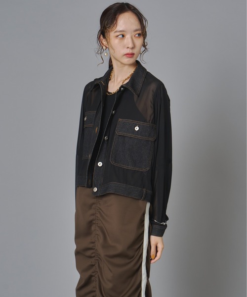 terrace tシャツ シアーコンビデニムショートジャケット レディース 