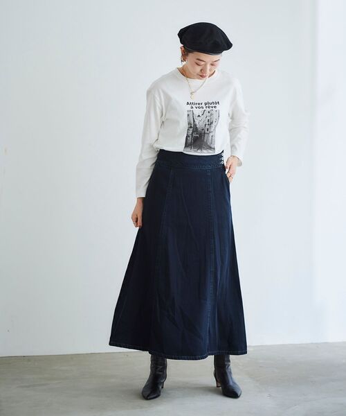 「le.coeur blanc」 デニムスカート 36 ブルー レディース_画像4