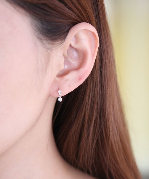 ピアス K10ホワイトゴールドピアス レディースの画像