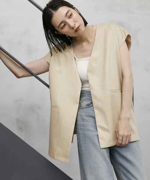 select MOCA（セレクトモカ） ベスト ジレ ノーカラーバックタック