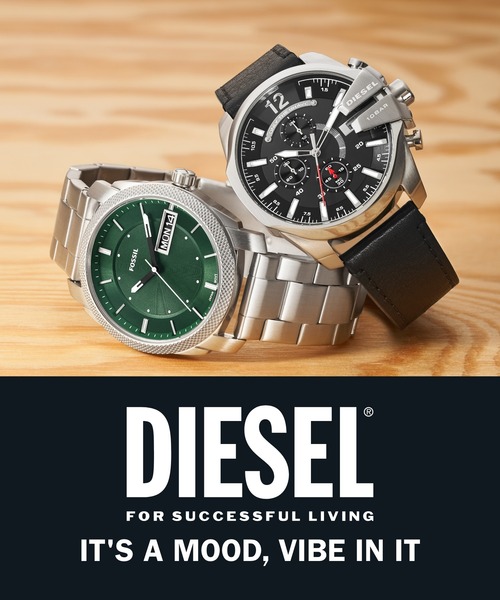 DIESEL 腕時計 ディーゼル メンズ アナログ レザー， ステンレス