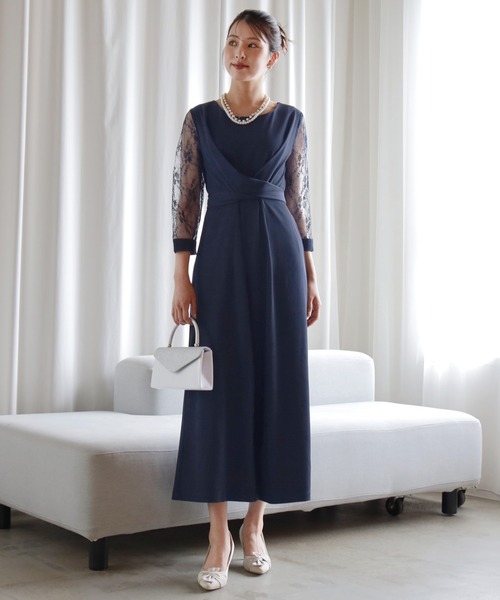 DRESS+ パンツドレス パーティー 結婚式 ジャンプスーツ レース