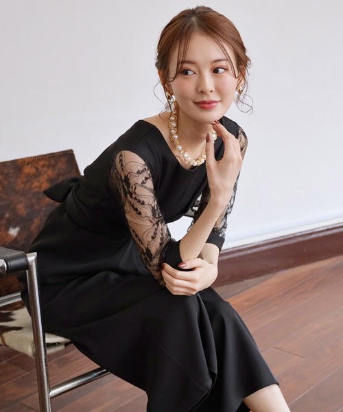 DRESS+ パンツドレス パーティー 結婚式 ジャンプスーツ レース
