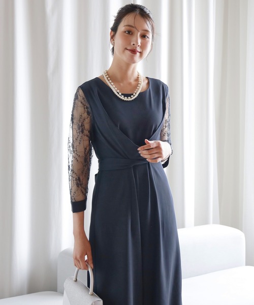 DRESS+ パンツドレス パーティー 結婚式 ジャンプスーツ レース