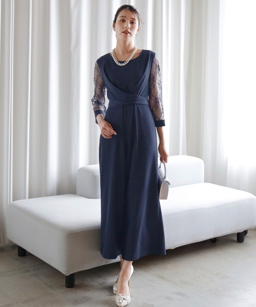 DRESS+ パンツドレス パーティー 結婚式 ジャンプスーツ レース