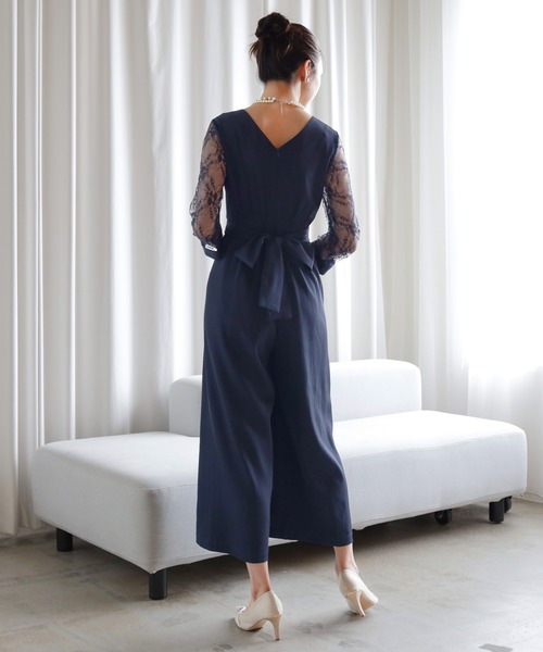 DRESS+ パンツドレス パーティー 結婚式 ジャンプスーツ レース