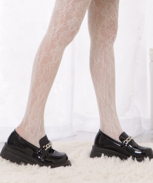 【美品】レースタイツ 2点セット Lace Ladies タイツ 3枚セット レトロデザインレース編み