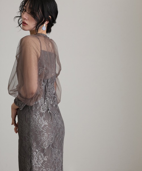 【新品】atlo 結婚式 パーティードレス ジレ袖あり&ロングオケージョンドレス atlo（アトロ） ドレス 袖あり＆ロング パーティードレス カフス