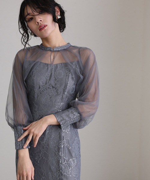 【新品】atlo 結婚式 パーティードレス ジレ袖あり&ロングオケージョンドレス atlo（アトロ） ドレス 袖あり＆ロング パーティードレス カフス