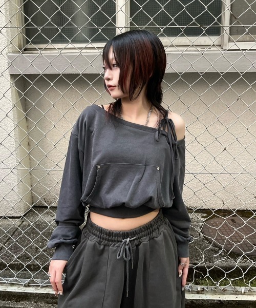 トレーナー スウェット 「XU」one shoulder sweat tops レディース