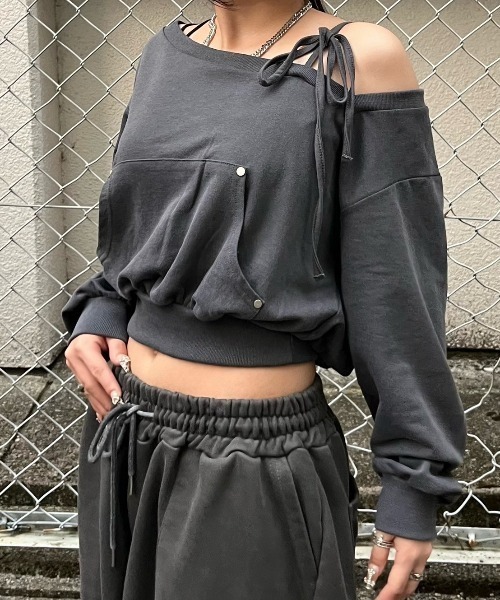 トレーナー スウェット One shoulder sweatshirt「WOMEN」 レディース XU トレーナー スウェット 「XU」one shoulder sweat tops