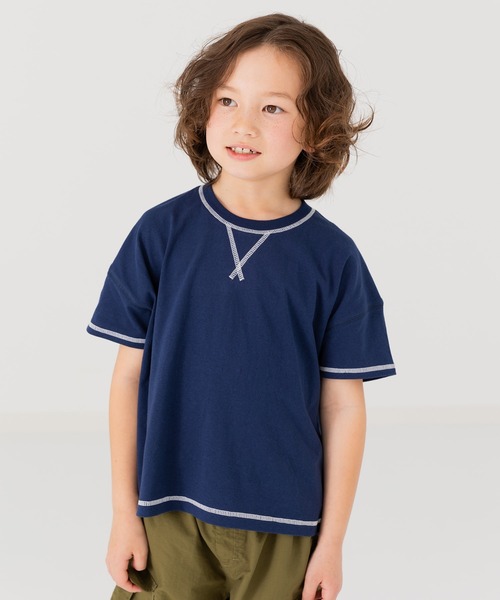 JAM & LINK tシャツ 配色ステッチ ビッグシルエット半袖Tシャツ キッズ 
