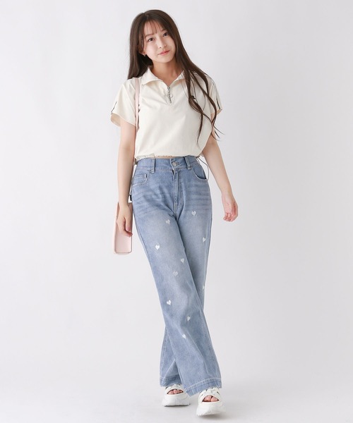 repipi armario（レピピアルマリオ） ラインハーフZIPトップス キッズ