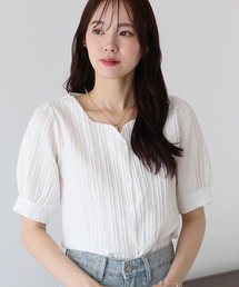 ブラウス シャツ ハートトップス レディース BLUEEAST ブラウス シャツ ハートネックブラウス レディース