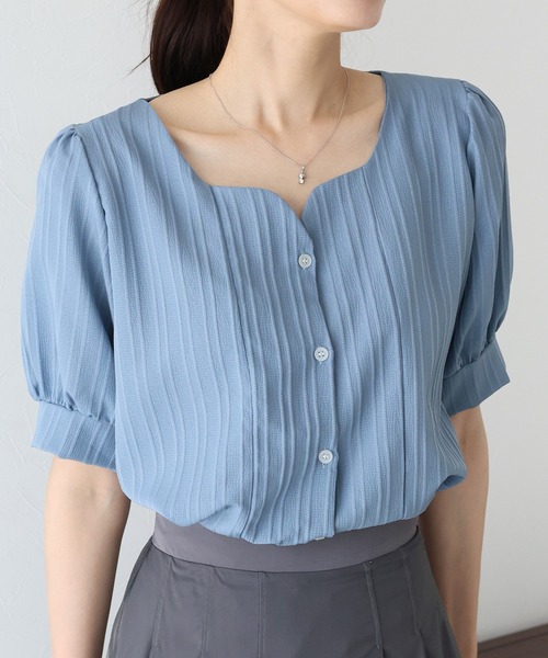 BLUEEAST ブラウス シャツ ハートネックブラウス レディース