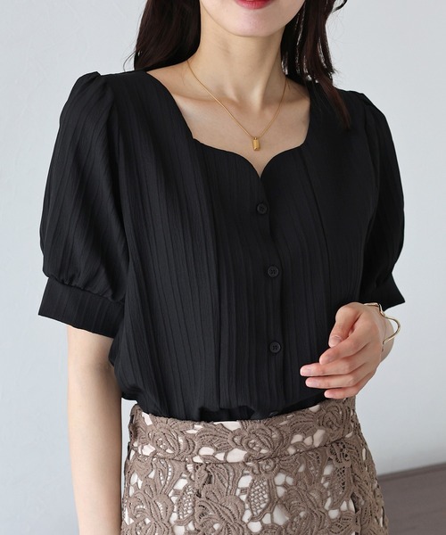 BLUEEAST ブラウス シャツ ハートネックブラウス レディース