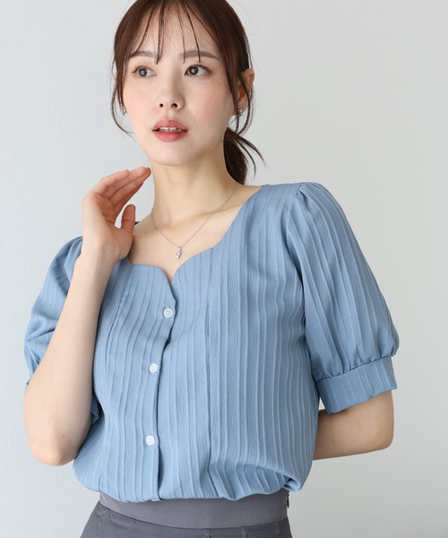 BLUEEAST ブラウス シャツ ハートネックブラウス レディース