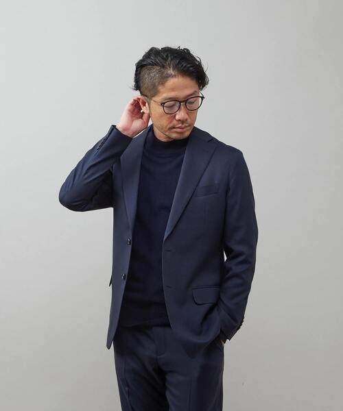 MEN'S MELROSE 3ピース ストライプ ビジネススーツセットアップ 紺 MENS MELROSE 3ピース ストライプ ビジネススーツセットアップ 紺