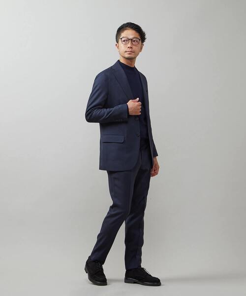 MEN'S MELROSE 3ピース ストライプ ビジネススーツセットアップ 紺 MENS MELROSE 3ピース ストライプ ビジネススーツセットアップ 紺