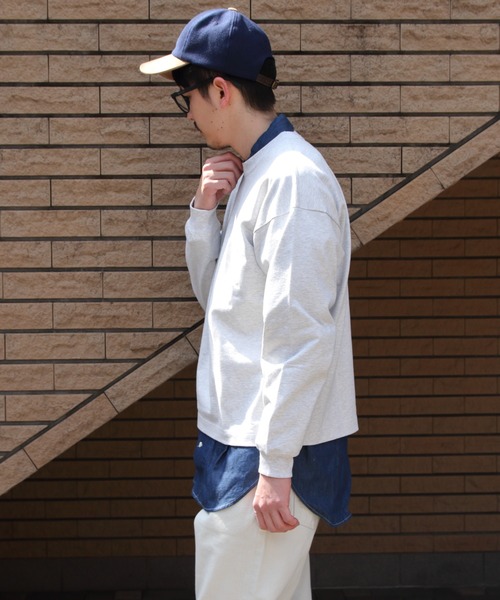 GYMPHLEX / クルーネック ロングスリーブ Tシャツ ライトグレー セール】GYMPHLEX/ジムフレックス クルーネックロングスリーブ