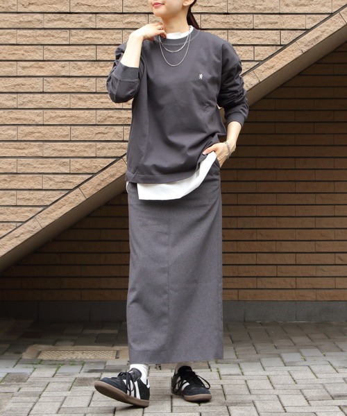 GYMPHLEX / クルーネック ロングスリーブ Tシャツ ライトグレー セール】GYMPHLEX / クルーネック ロングスリーブ Tシャツ（T