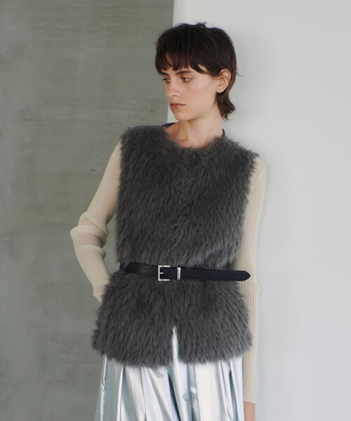 allureville（アルアバイル） ベスト ジレ ジャガードフェイクファー