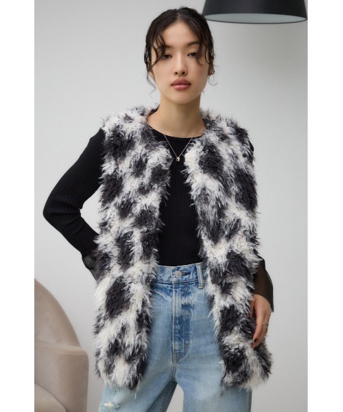 HERENCIA　プードル　ファー　ベスト　ワンピース　ジレ　ブラウス AZUL BY MOUSSY ベスト ジレ プードルフェイクファーベスト