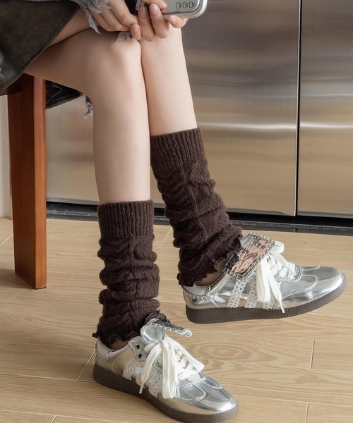 レッグウォーマー 「HOOK」for girls ダイヤ編み薄手レッグウォーマー