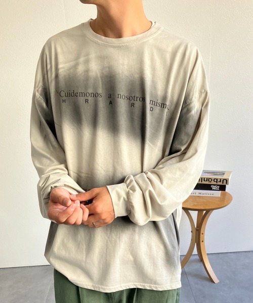 CREARE -LINO- tシャツ ぼかしデザインロゴ入りロンT/カットソー