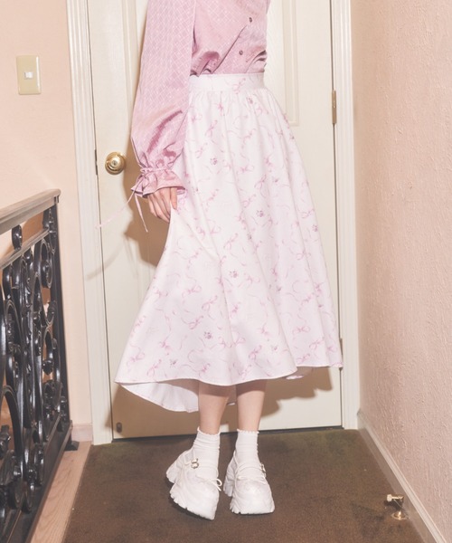 Lovilyn スカート リボンフラワー柄フィッシュテールスカート