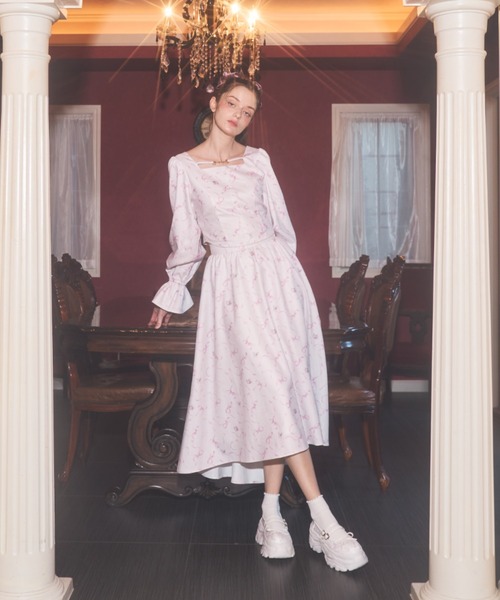 Lovilyn スカート リボンフラワー柄フィッシュテールスカート