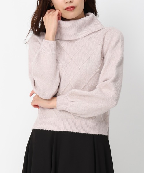 MISCH MASCH ニット セーター 2024秋冬新作ラメフラッフィーダイヤ柄