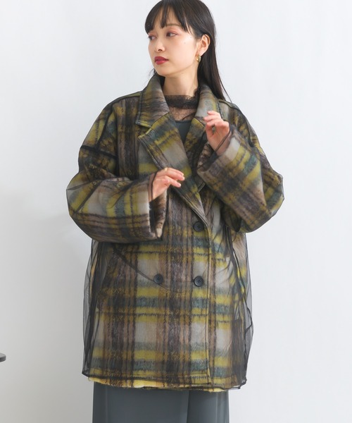 terrace ジャケット テーラードジャケット シャギーチェックチュール